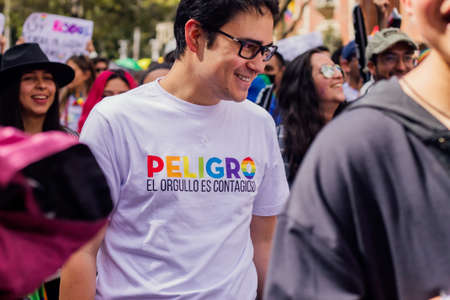 Mass attendance at the BogotÃ¡ LGBT March thousands of people attended to commemorate LGBT pride through the streets of the city, July 3, 2022 BogotÃ¡ Colombiaのeditorial素材