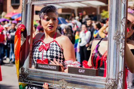 Mass attendance at the BogotÃ¡ LGBT March thousands of people attended to commemorate LGBT pride through the streets of the city, July 3, 2022 BogotÃ¡ Colombiaのeditorial素材