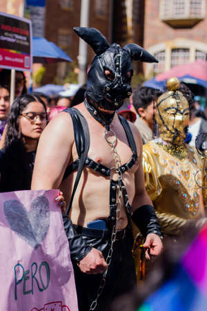 Mass attendance at the BogotÃ¡ LGBT March thousands of people attended to commemorate LGBT pride through the streets of the city, July 3, 2022 BogotÃ¡ Colombiaのeditorial素材