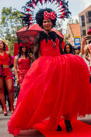 Mass attendance at the BogotÃ¡ LGBT March thousands of people attended to commemorate LGBT pride through the streets of the city, July 3, 2022 BogotÃ¡ Colombiaのeditorial素材