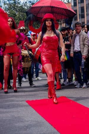 Mass attendance at the BogotÃ¡ LGBT March thousands of people attended to commemorate LGBT pride through the streets of the city, July 3, 2022 BogotÃ¡ Colombiaのeditorial素材