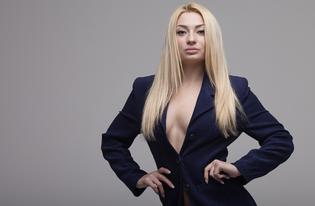 Portrait of beautiful sexy blonde womanの写真素材
