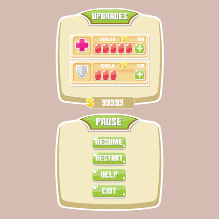 Menu Games UI set buttons screen game play, easy to edit and enjoy !のイラスト素材