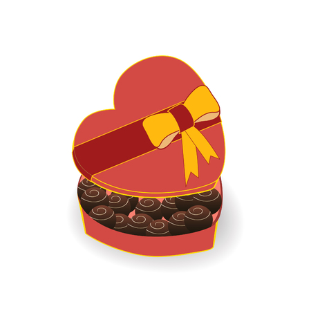 a box of chocolates in shape of heartのイラスト素材