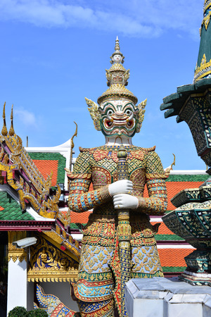 Demon Guardian Wat Phra Kaew Grand Palace Temple of the Emerald BuddhaBangkok THAILANDのeditorial素材