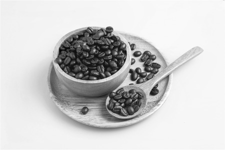 coffee bean in wood cup Monochromeの写真素材