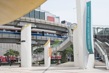 BANGKOK, THAILAND - FEBRUARY 7,2016 : Front side view of Bangkok art and culture center, Pathumwan junction near siam square popular tourist attraction, Bangkok Thailand,Feb 7 2016.のeditorial素材