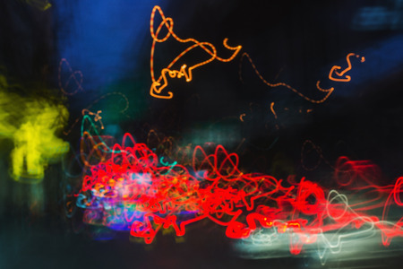Abstract night speed motion photo effects, background, light,  blur, unique patterns.の写真素材