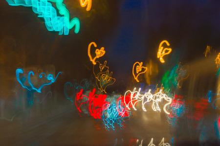 Abstract night speed motion photo effects, background, light,  blur, unique patterns.の写真素材