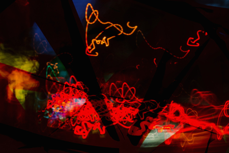 Abstract night speed motion photo effects, background, light,  blur, unique patterns.の写真素材