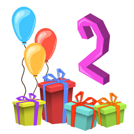 Birthday Anniversary Numbers. Birthday Party Invitation Card Templateのイラスト素材