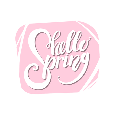 Hello Spring Lettering on background. Vector typographyのイラスト素材