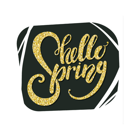 Hello Spring Lettering on background. Vector typographyのイラスト素材