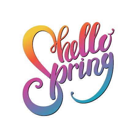 Hello Spring Lettering on background. Vector typographyのイラスト素材