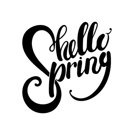 Hello Spring Lettering on background. Vector typographyのイラスト素材