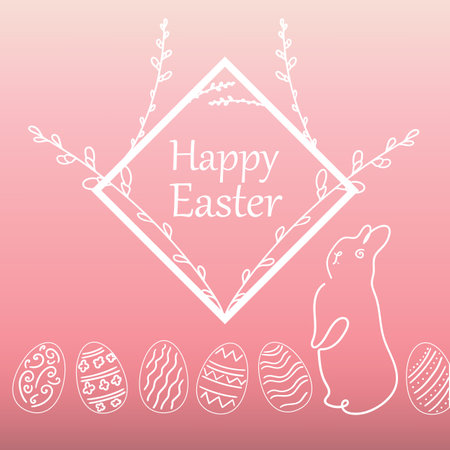 Graceful Easter Bunny with congratulationsのイラスト素材