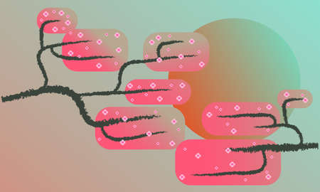 cherry blossom sakura at sunsetのイラスト素材