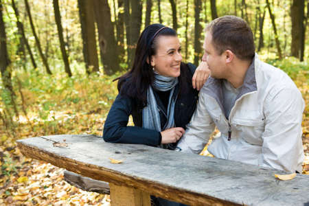 Young family in love in the forestの写真素材