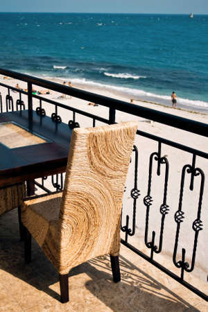 Restaurant overlooking the seaの写真素材