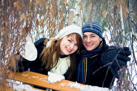 Couple in love in forestの写真素材