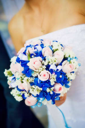 Bridal bouquet in the hands of the brideの写真素材