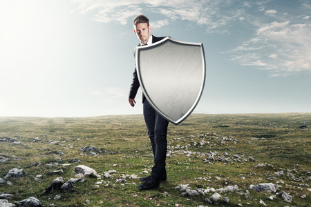 Man with an iron shield