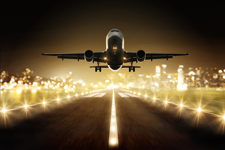 Plane during take offの写真素材