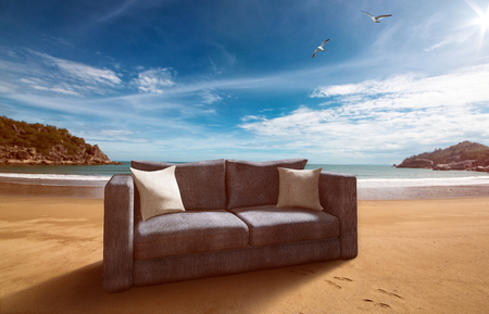 Couch at the beachの写真素材