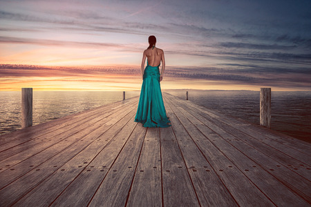 Woman on a Jettyの写真素材