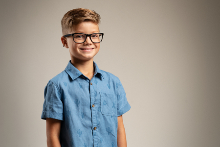 Clever kid with glassesの写真素材