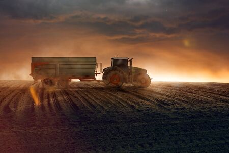 Harvesting tractorの写真素材