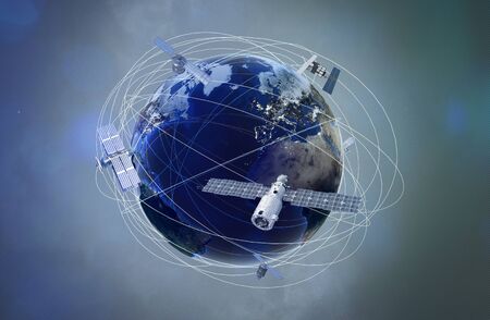 Earth with satellites の写真素材
