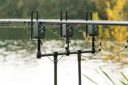Biting indicator at fishingの写真素材