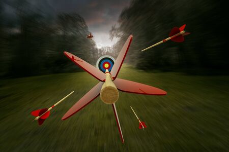 Arrows flying towards target