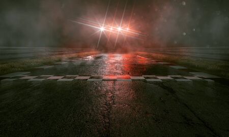 Race track in the rain (3D Rendering)の写真素材