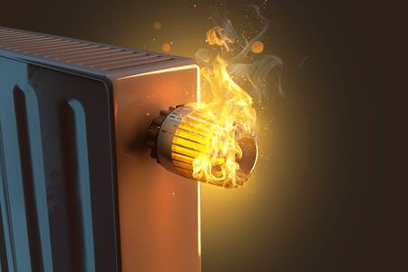 Heating thermostat is burning (3D Rendering)の写真素材