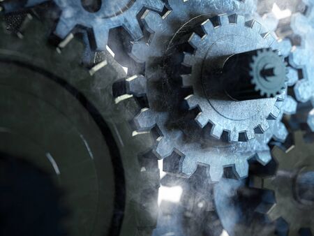 Gears with smoke (3D Rendering)