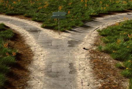 Road with a turnoffの写真素材