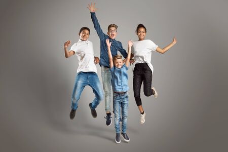 Jumping kidsの写真素材