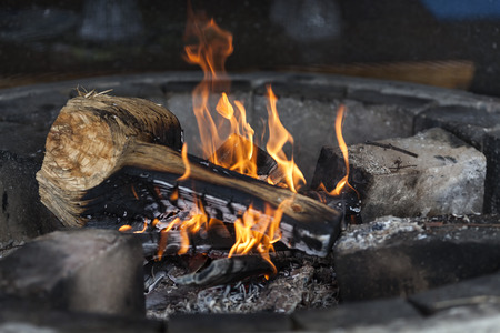 Burning flame from a fire placeの写真素材