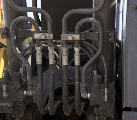 A set of hydraulic on a excavatorの写真素材