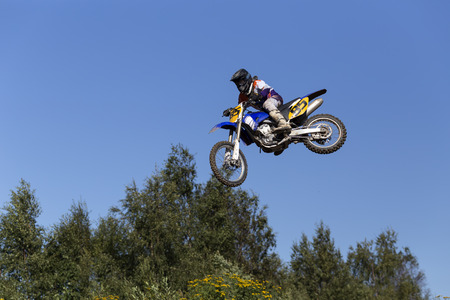 High up in the air with the motorcycleのeditorial素材