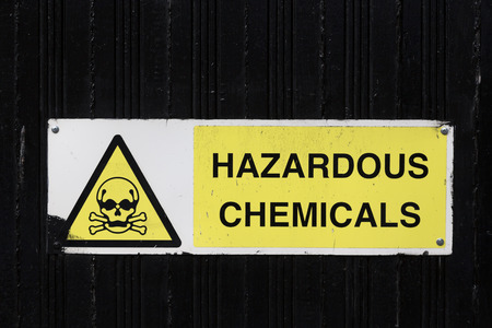A warning sign for dangerous chemicalsの写真素材