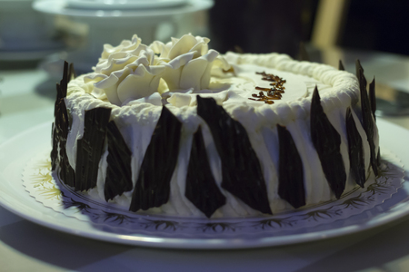 A wedding cake with chocolateの写真素材
