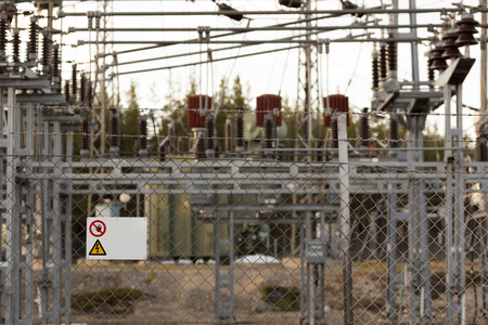 An information sign warning for electricity in a power plant