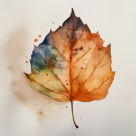 Watercolor autumn leaves on white background. Hand-drawn illustration.の素材