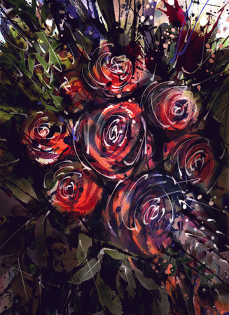 Watercolor painting style roses Abstract Art.の写真素材