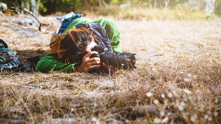 photographer Asian women Traveling photograph Nature. travel relax in the holiday. Thailandの写真素材