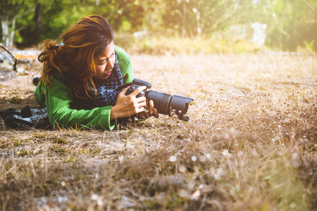 photographer Asian women Traveling photograph Nature. travel relax in the holiday. Thailandの写真素材