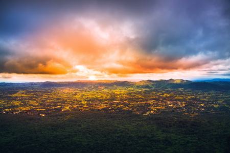 High angle view. Cloud mountain sky. Sunrise, sunsetの写真素材